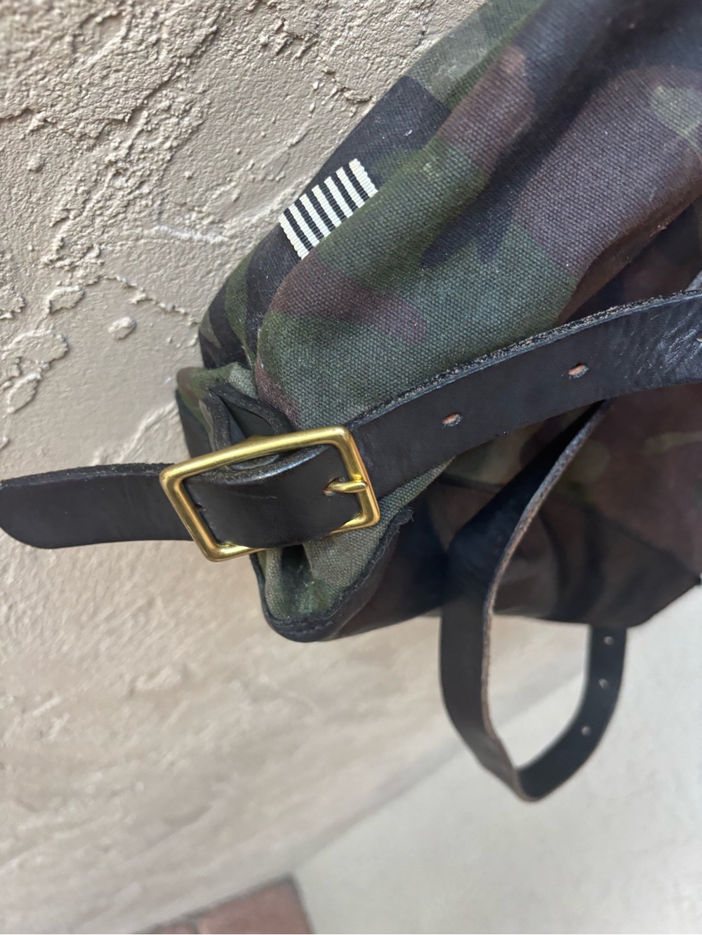Camo Canvas Travel Tote with Black Leather Trim - Picture 8 of 12